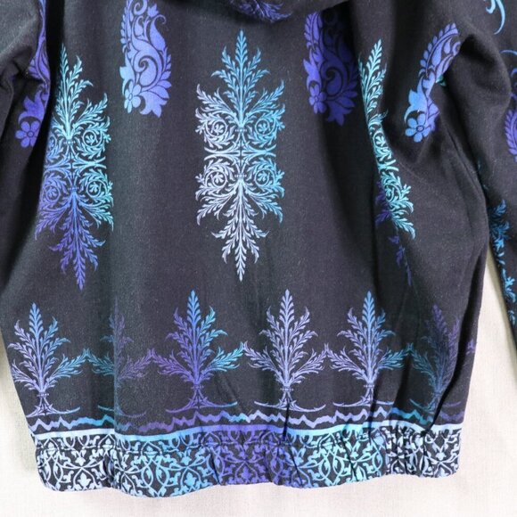 Pashma Arte Hoodie Women’s M Black Blue Cotton Fleece Hand Dyed Print NWT - Picture 5 of 16
